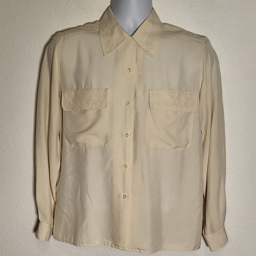 Vintage Edward Silk Button Down Blouse size Small